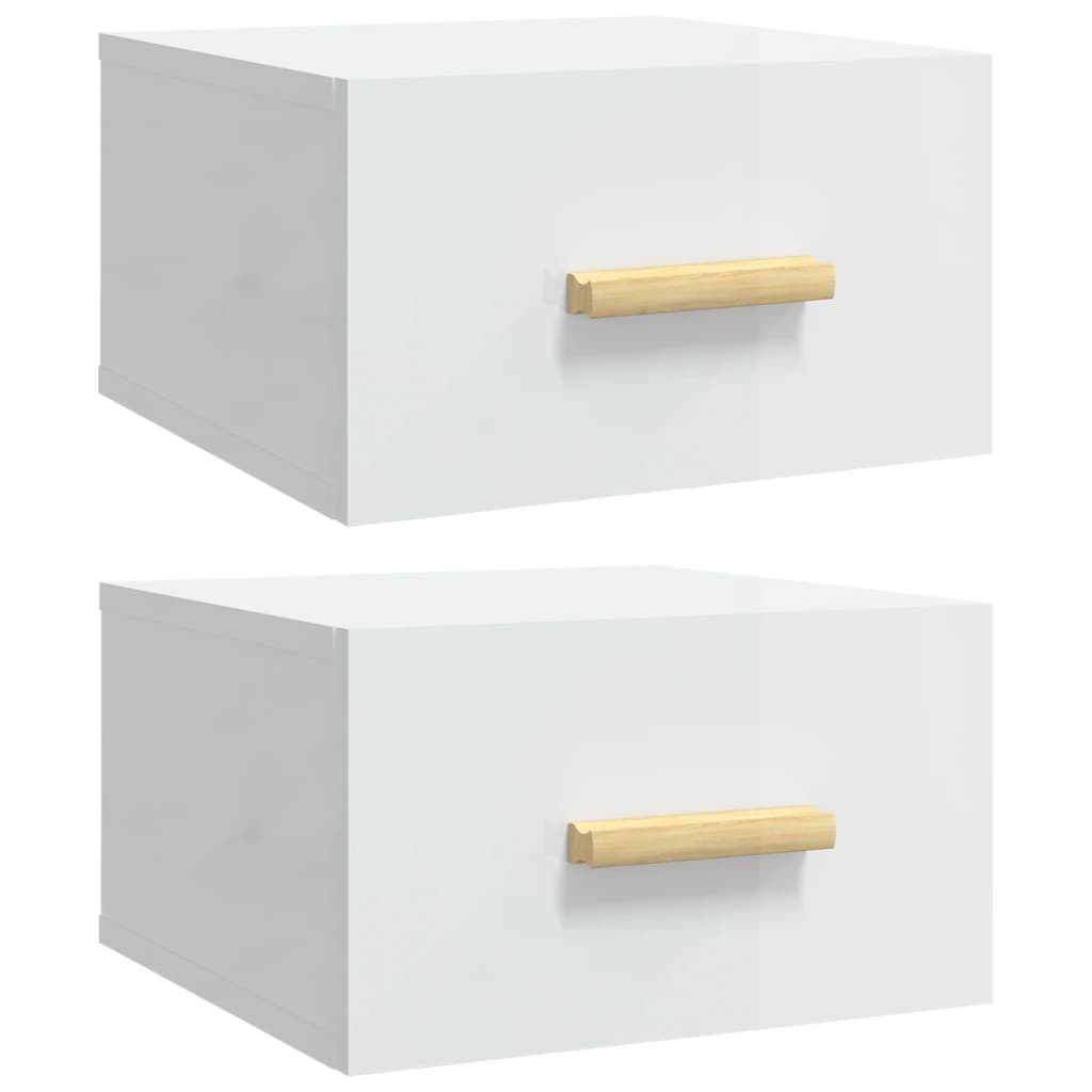 Wand-Nachttische 2 Stk. Hochglanz-Weiss 35x35x20 cm